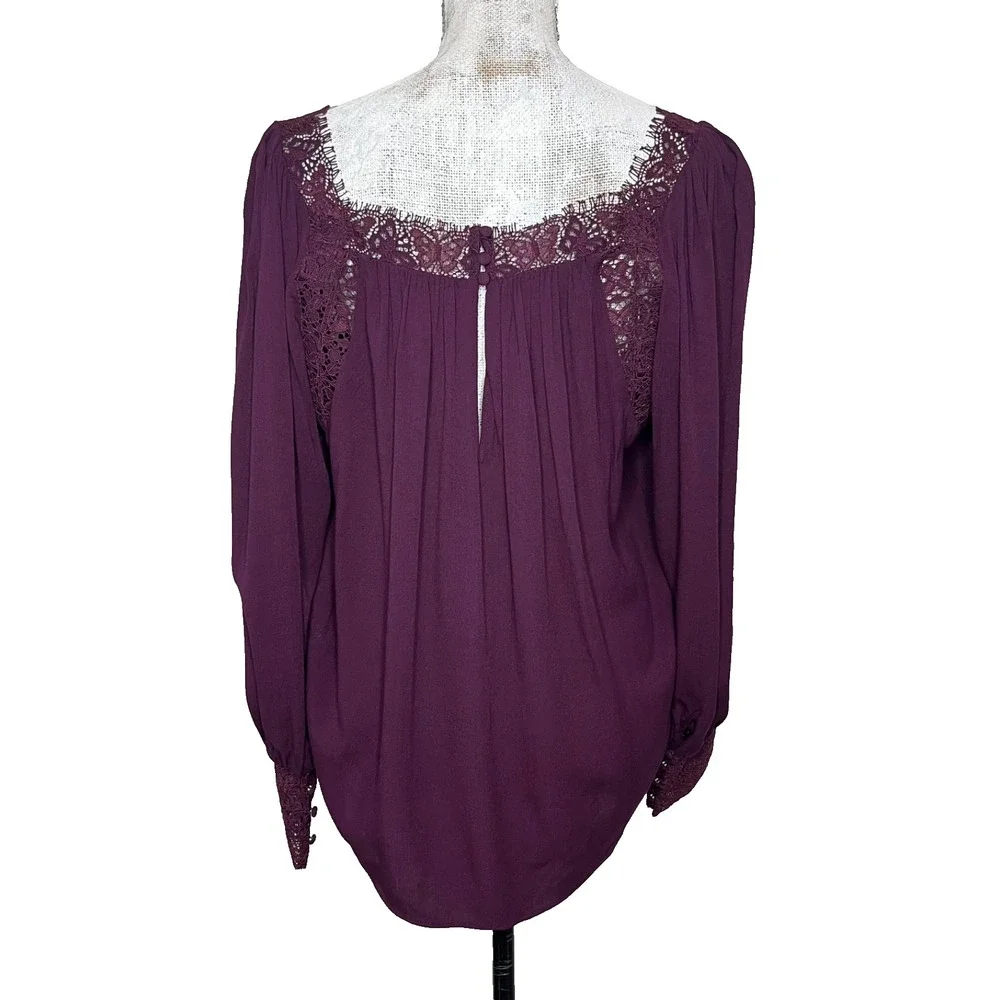 Free People Flutter By Lace Blouse Purple Small